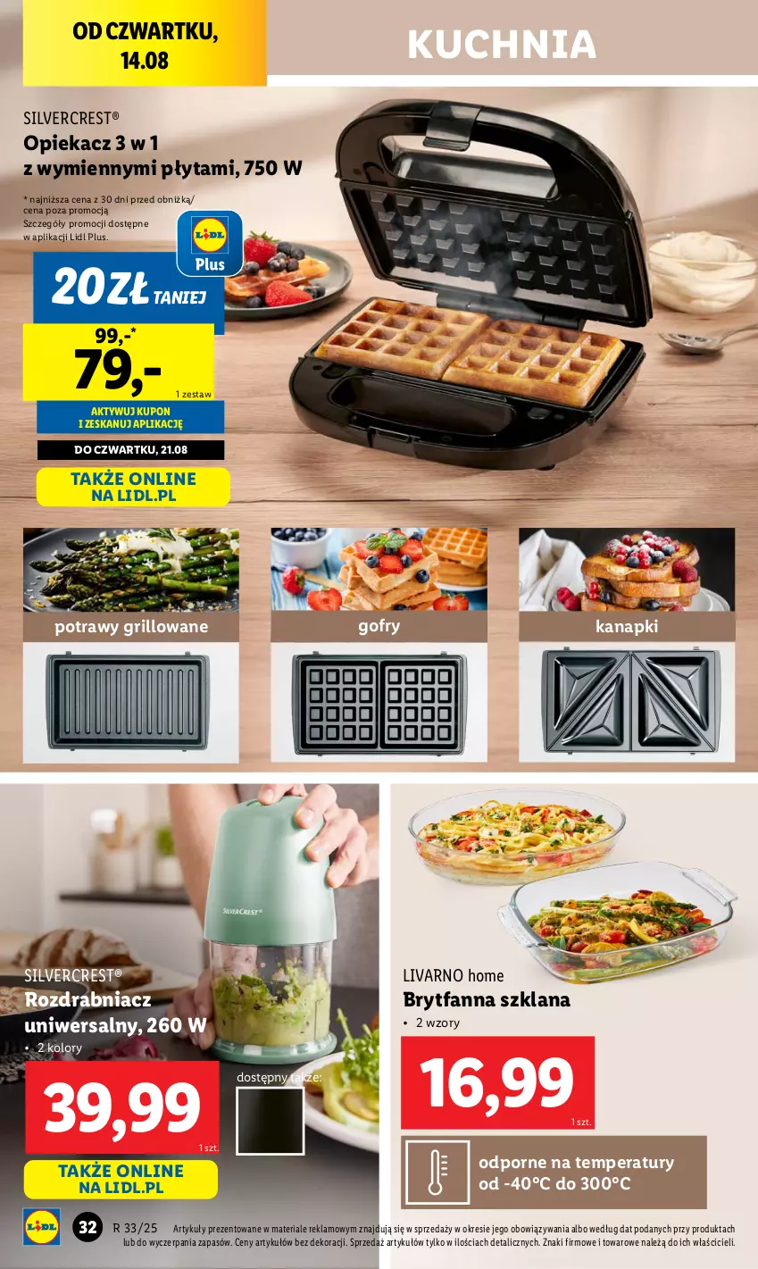 Gazetka promocyjna Lidl - GAZETKA - ważna 11.08 do 16.08.2025 - strona 36 - produkty: Fa, Gofry, Grill, Ivar, Kuchnia, LANA, Płyta, Por, Rozdrabniacz, Silvercrest