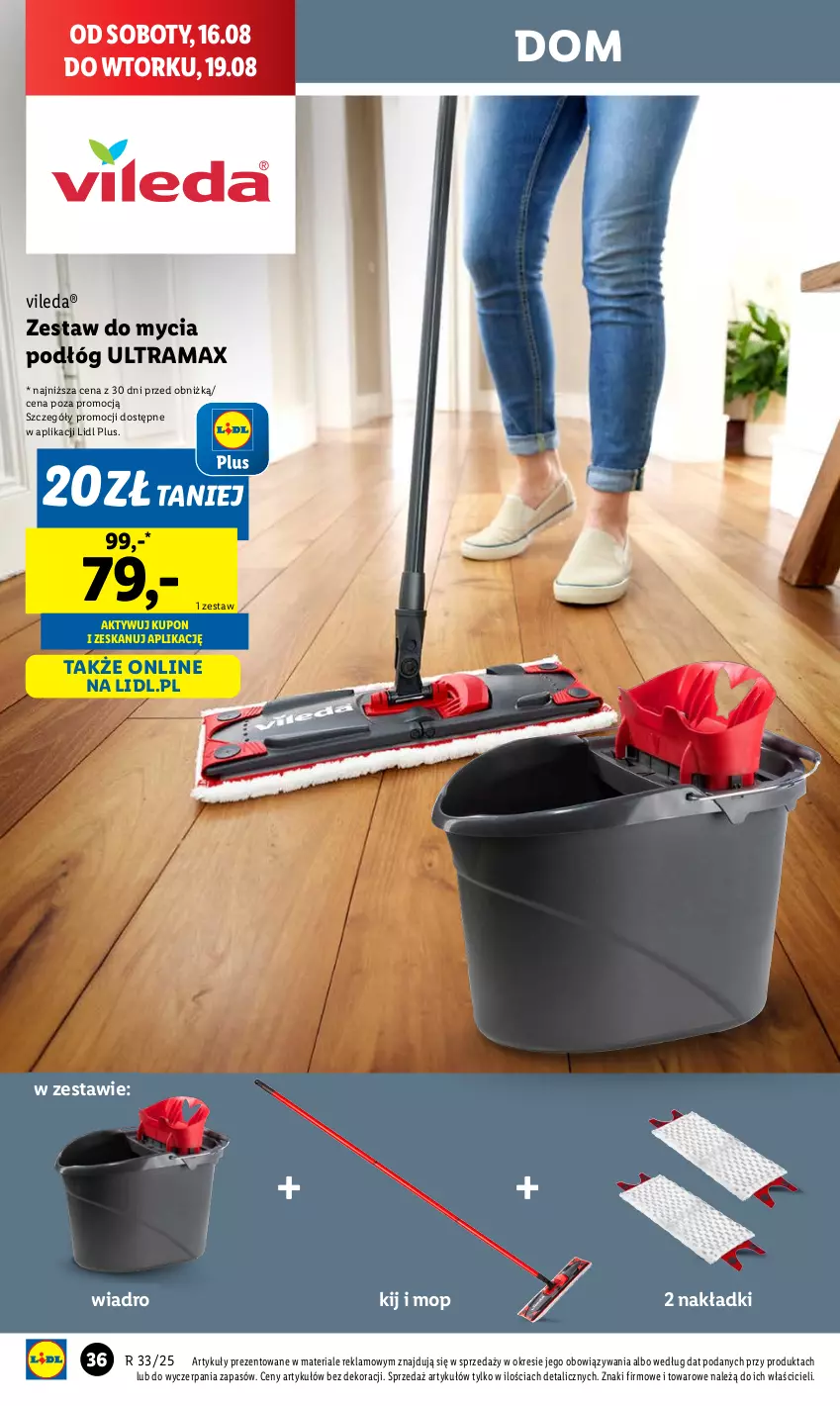 Gazetka promocyjna Lidl - GAZETKA - ważna 11.08 do 16.08.2025 - strona 40 - produkty: Mop, Rama, Vileda, Wiadro