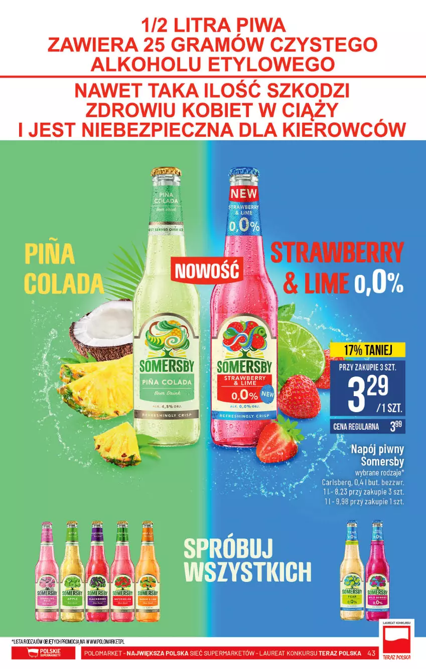 Gazetka promocyjna PoloMarket - Gazetka pomocyjna - ważna 18.08 do 24.08.2021 - strona 43 - produkty: Carlsberg, Gra, Laur, Napój, Piec, Piwa, Somersby, Tera