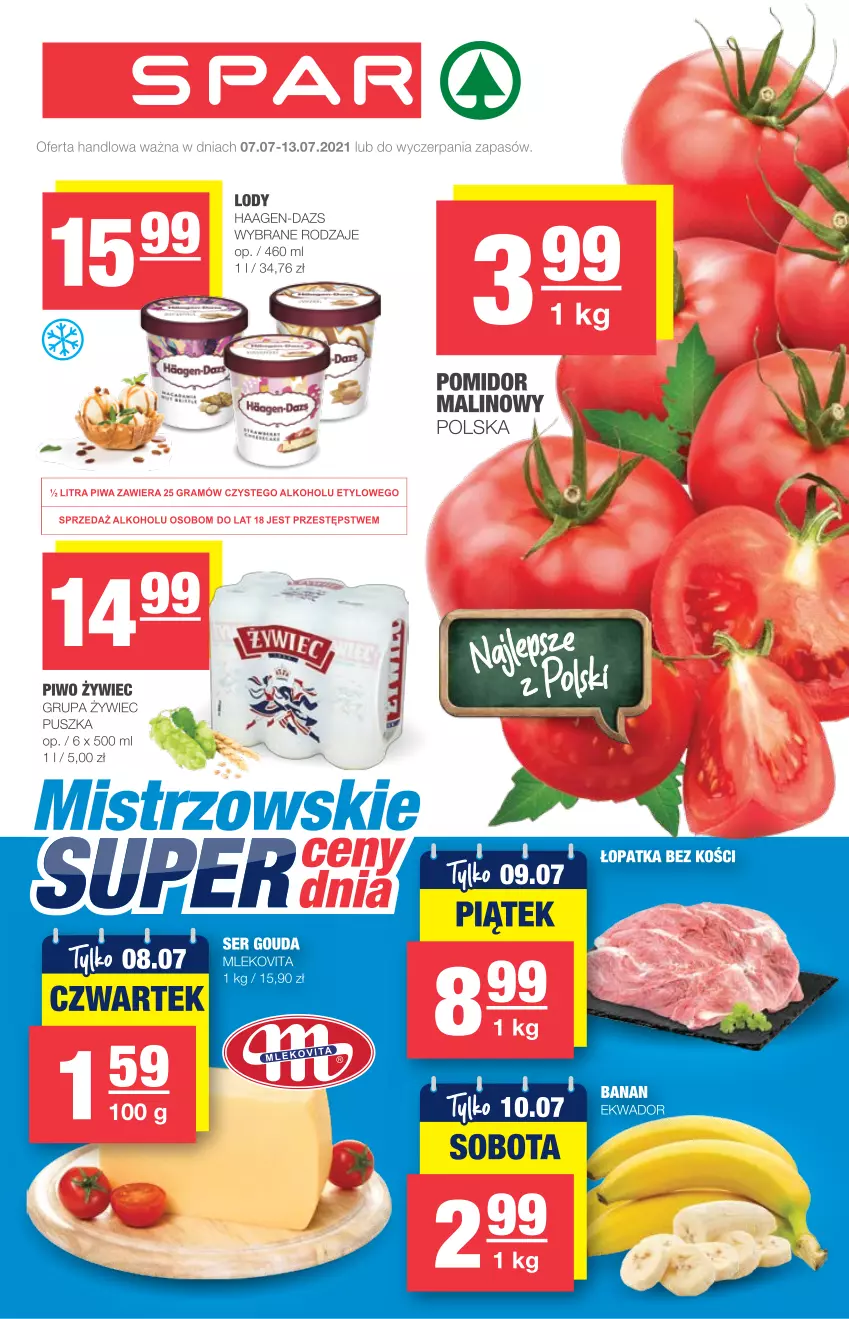 Gazetka promocyjna Spar - Eurospar - ważna 07.07 do 13.07.2021 - strona 1 - produkty: Gouda, Lody, Mleko, Mlekovita, Piwo, Ser