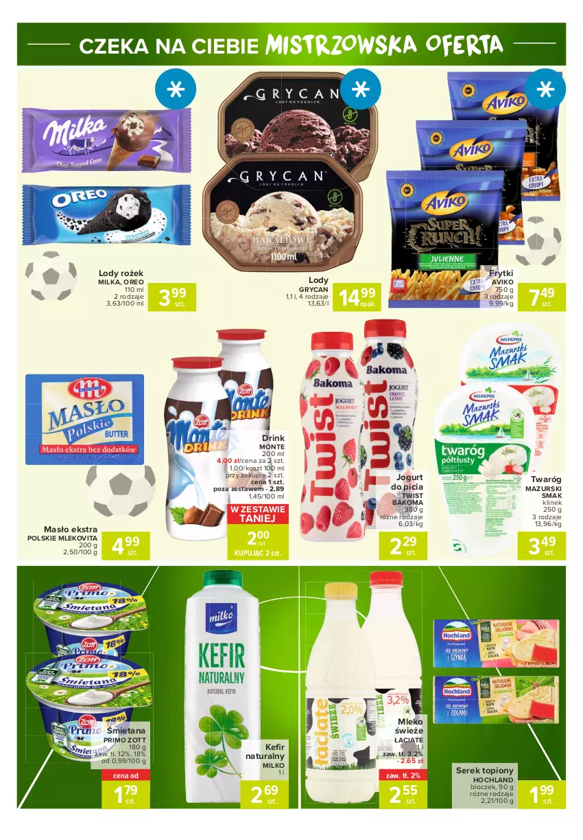 Gazetka promocyjna Carrefour - Gazetka Express - ważna 07.06 do 14.06.2021 - strona 2 - produkty: Bakoma, Frytki, Gry, Hochland, Jogurt, Kosz, Lody, Masło, Milka, Mleko, Mlekovita, Monte, Oreo, Ser, Serek, Top, Twaróg, Zott