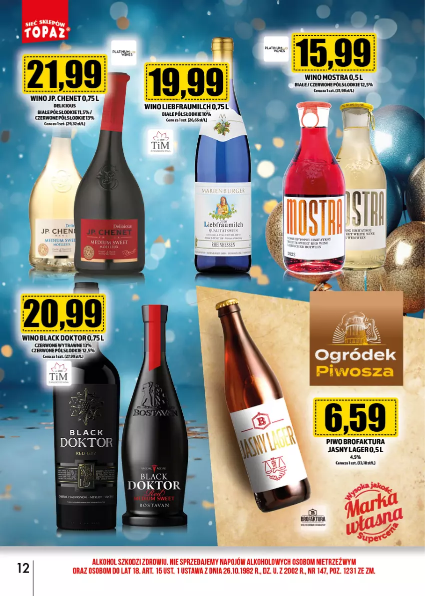 Gazetka promocyjna Topaz - Gazetka - ważna 02.01 do 31.01.2025 - strona 13 - produkty: Fa, Lack, Piwo, Wino