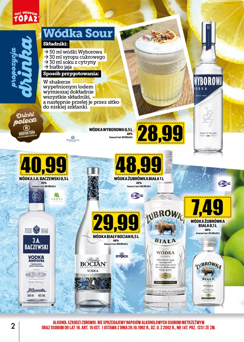 Gazetka promocyjna Topaz - Gazetka - ważna 02.01 do 31.01.2025 - strona 3 - produkty: Cytryny, Jaja, Lanki, Sitko, Sok, Syrop, Wódka, Wyborowa