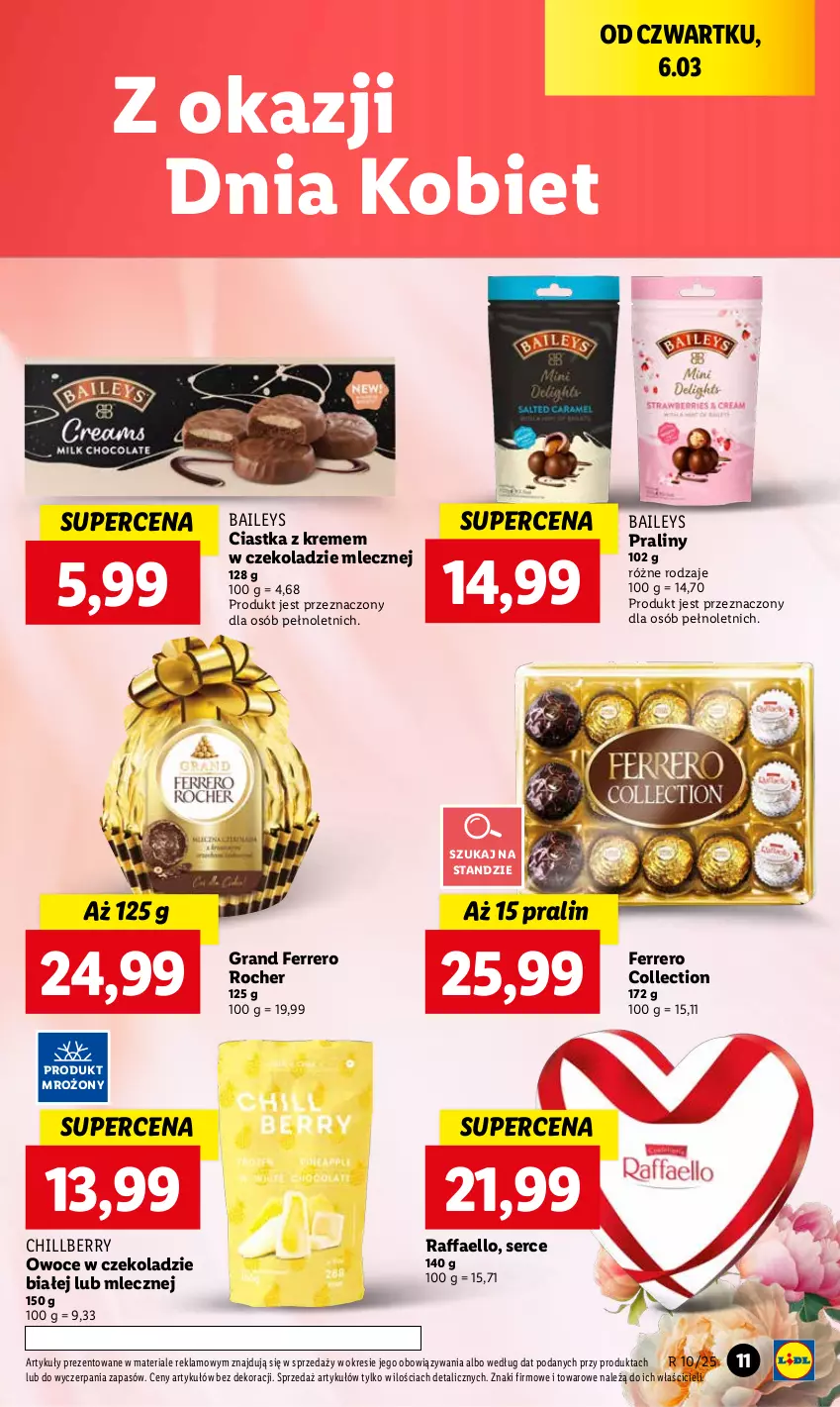 Gazetka promocyjna Lidl - GAZETKA - ważna 06.03 do 08.03.2025 - strona 11 - produkty: Ciastka, Fa, Ferrero, Ferrero Rocher, Gra, Owoce, Praliny, Raffaello, Ser