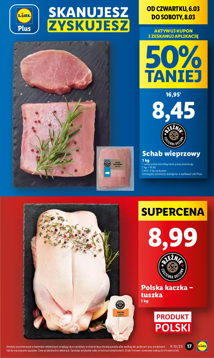 Gazetka promocyjna Lidl - GAZETKA - ważna 06.03 do 08.03.2025 - strona 19 - produkty: Kaczka, Schab wieprzowy, Tusz