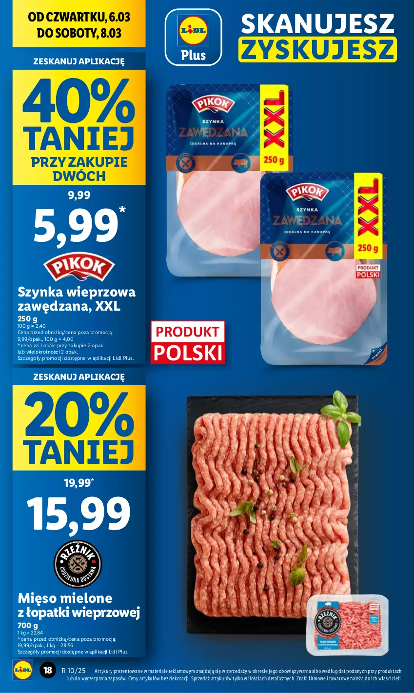 Gazetka promocyjna Lidl - GAZETKA - ważna 06.03 do 08.03.2025 - strona 20 - produkty: Mięso, Mięso mielone, Mięso mielone z łopatki wieprzowej, Szynka, Szynka wieprzowa