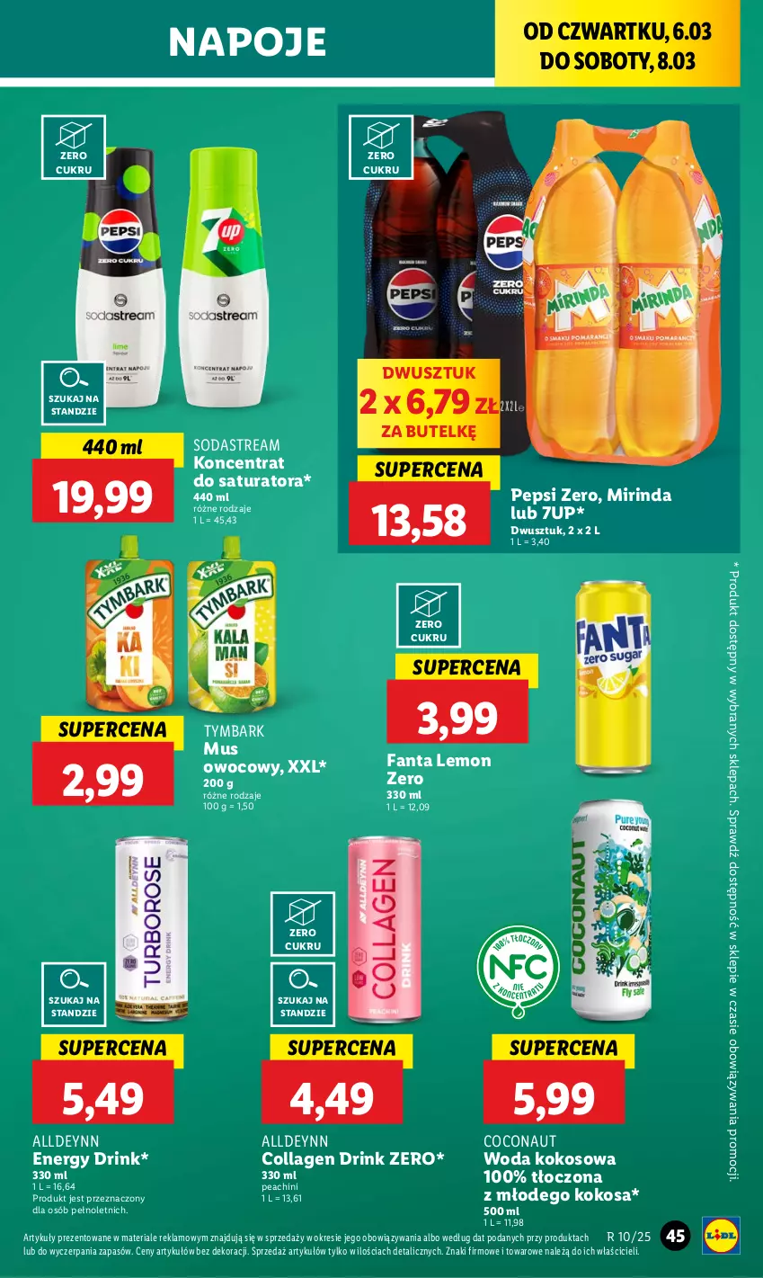 Gazetka promocyjna Lidl - GAZETKA - ważna 06.03 do 08.03.2025 - strona 51 - produkty: 7up, Fa, Fanta, Kokos, Mirinda, Mus, Napoje, Pepsi, Tymbark, Woda