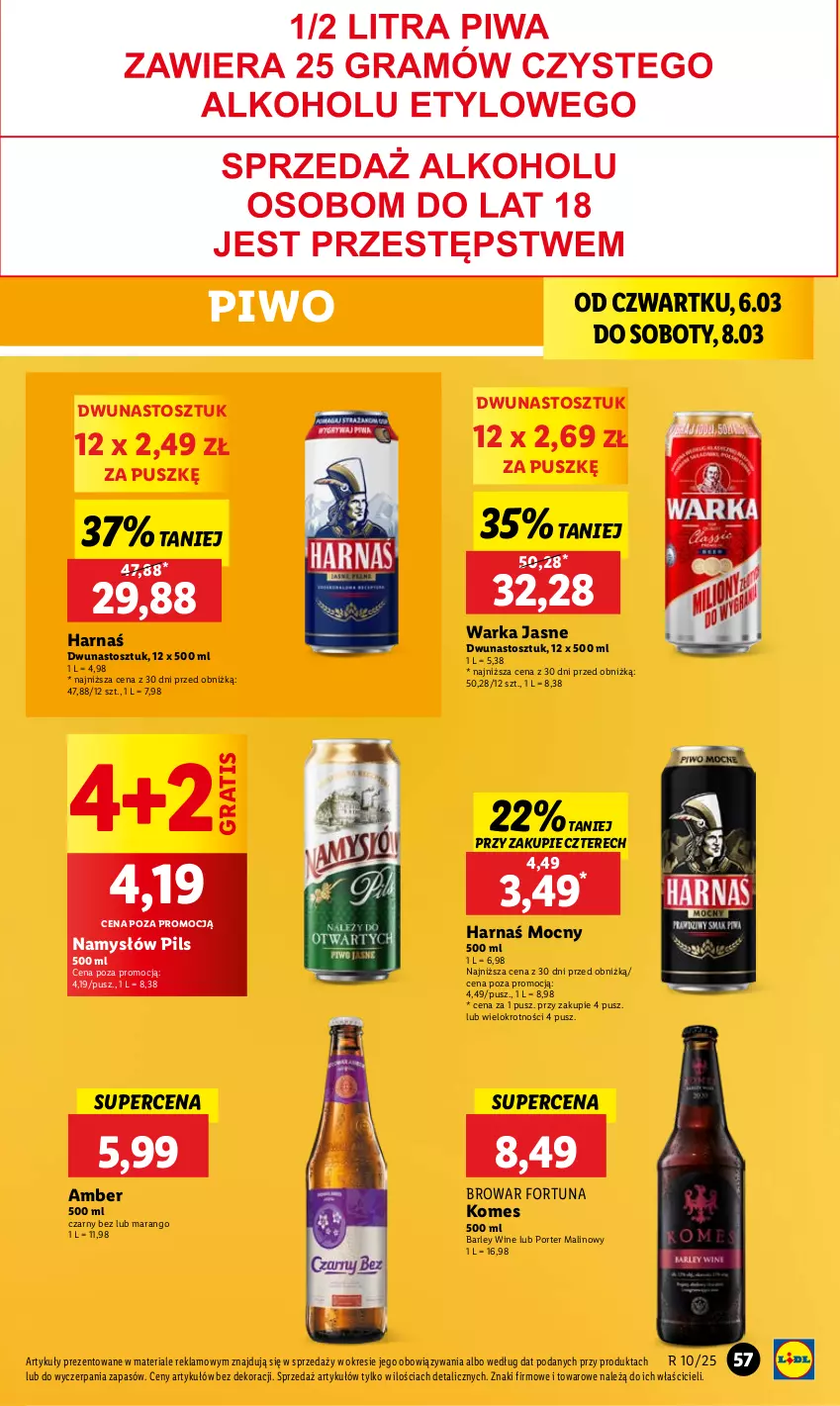 Gazetka promocyjna Lidl - GAZETKA - ważna 06.03 do 08.03.2025 - strona 53 - produkty: Fortuna, Gra, Harnaś, Namysłów, Piwo, Por, Warka