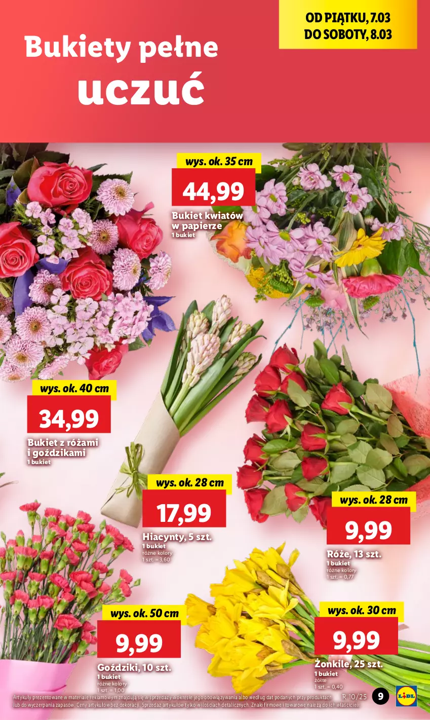 Gazetka promocyjna Lidl - GAZETKA - ważna 06.03 do 08.03.2025 - strona 9 - produkty: Bukiet, Hiacynt, Papier, Róża