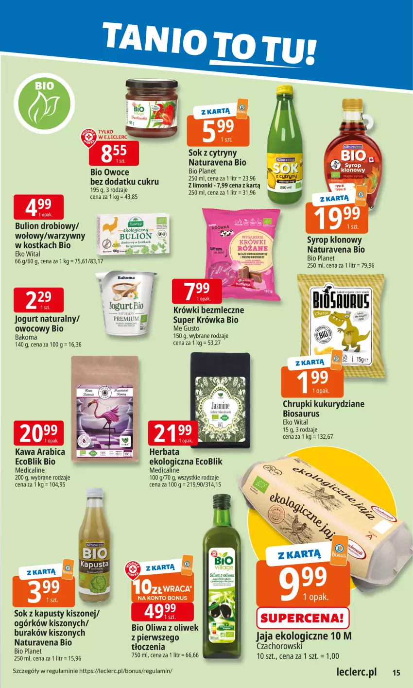 Gazetka promocyjna E Leclerc - ważna 20.10 do 27.10.2025 - strona 15 - produkty: Bakoma, BIC, Bulion, Chrupki, Cytryny, Herbata, HP, Jaja, Jogurt, Jogurt naturalny, Kawa, Kokos, Lion, Oliwa, Oliwa z oliwek, Owoce, Sok, Syrop