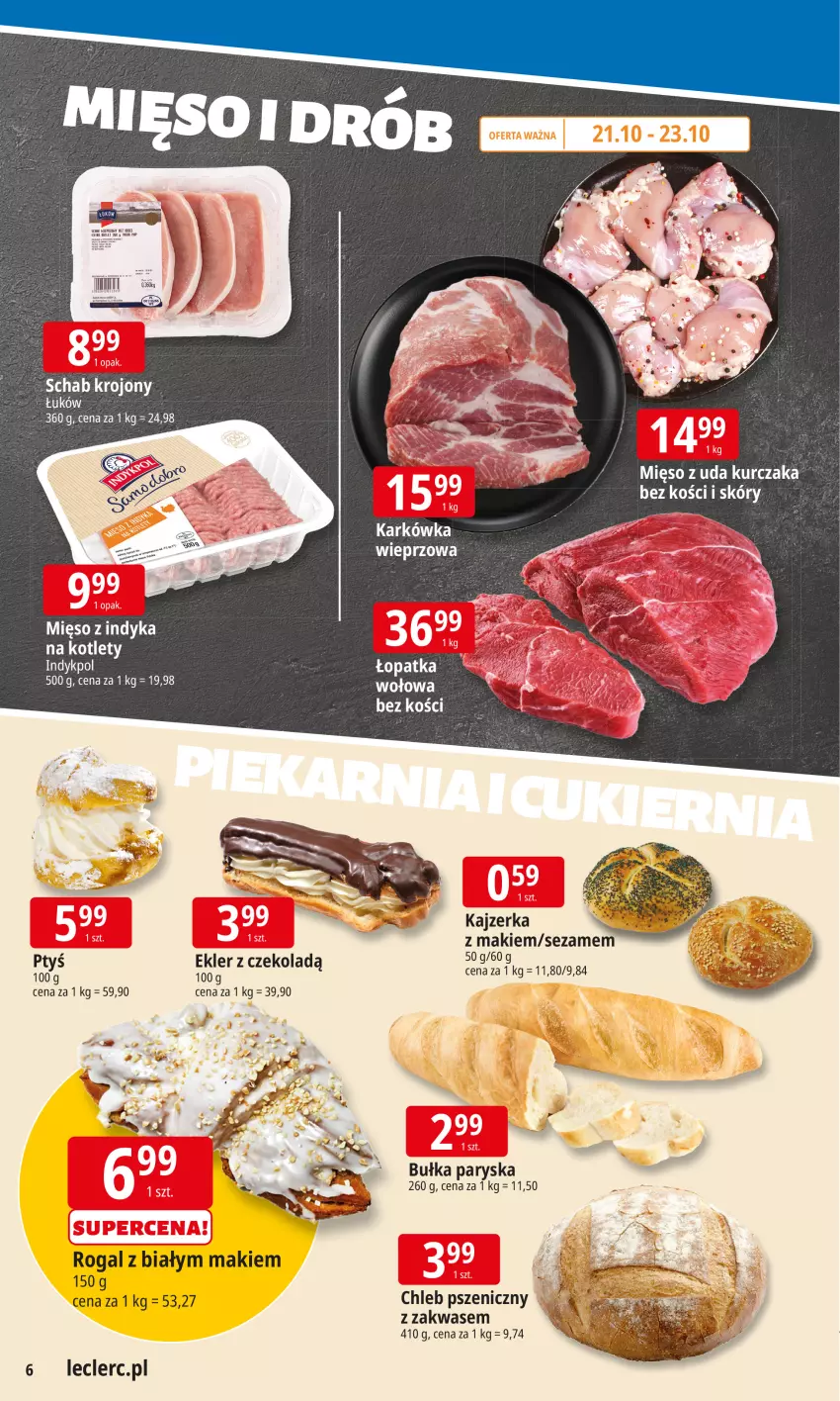 Gazetka promocyjna E Leclerc - ważna 20.10 do 27.10.2025 - strona 6 - produkty: Bułka, Chleb, Fa, Kajzerka, Kotlet, Mięso, Mięso z indyka, Rogal, Sezam