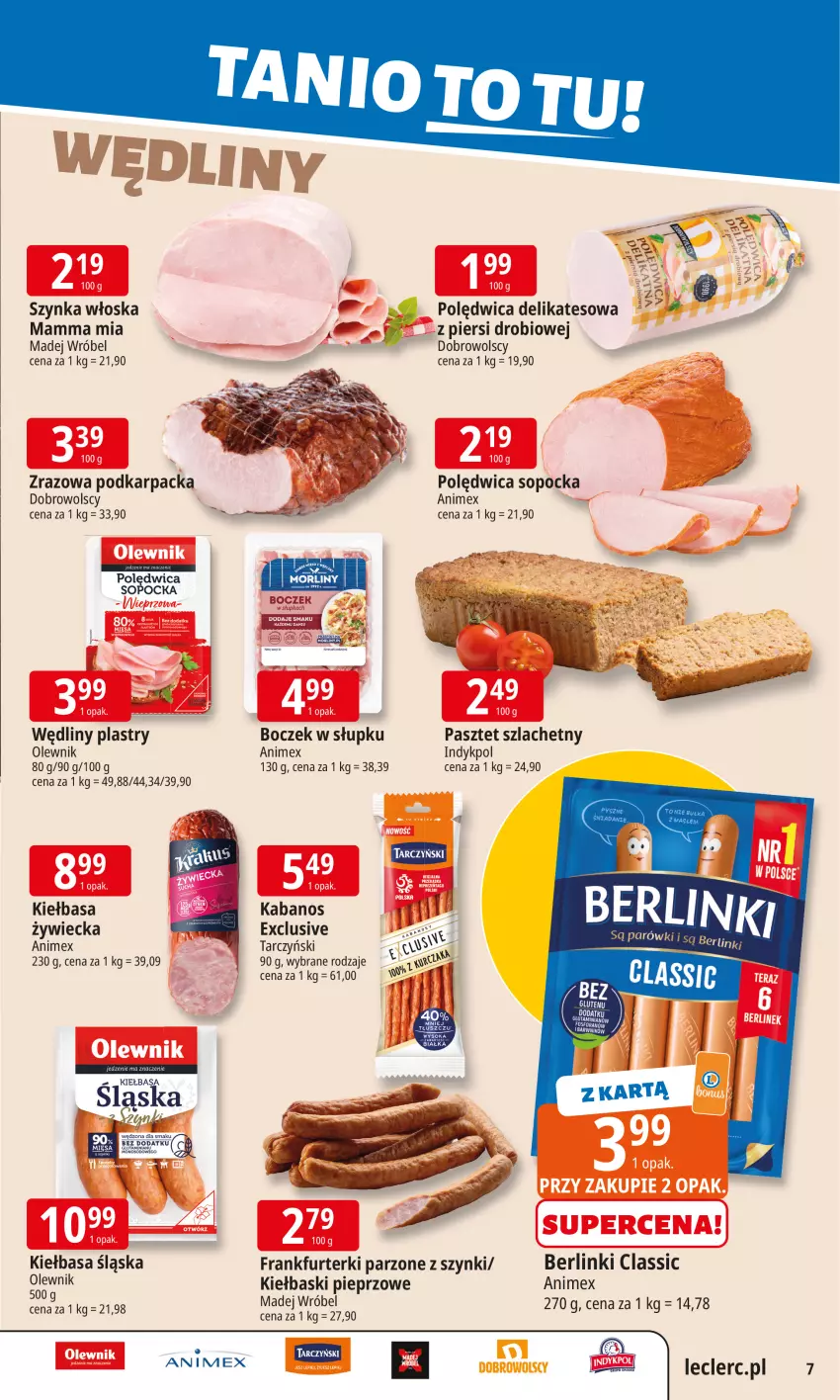 Gazetka promocyjna E Leclerc - ważna 20.10 do 27.10.2025 - strona 7 - produkty: Berlinki, Boczek, Frankfurterki, Kabanos, Karp, Kiełbasa, Kiełbasa śląska, Kiełbaski pieprzowe, LG, Madej Wróbel, Olewnik, Pasztet, Pieprz, Polędwica, Szynka, Tarczyński