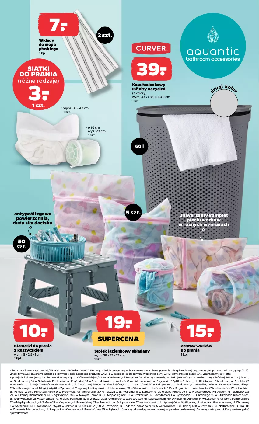 Gazetka promocyjna Netto - Od Poniedziałku Przemysłowa - ważna 15.09 do 20.09.2025 - strona 3 - produkty: Fa, Gry, Karp, Kosz, Kosz łazienkowy, Kujawski, Mop, Podlaski, Sok, Stock, Stołek, Top, Wino