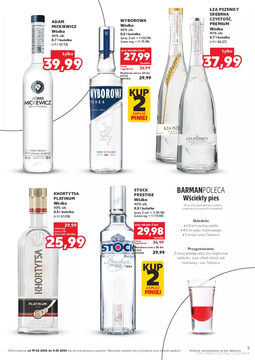 Gazetka promocyjna Kaufland - Barek Kauflandu - ważna 19.02 do 04.03.2026 - strona 5 - produkty: Lanki, Sok, Sos, Sos tabasco, Stock, Wódka, Wyborowa