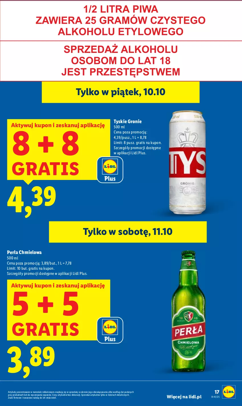 Gazetka promocyjna Lidl - GAZETKA - ważna 09.10 do 11.10.2025 - strona 17 - produkty: Gra, Perła, Tyskie