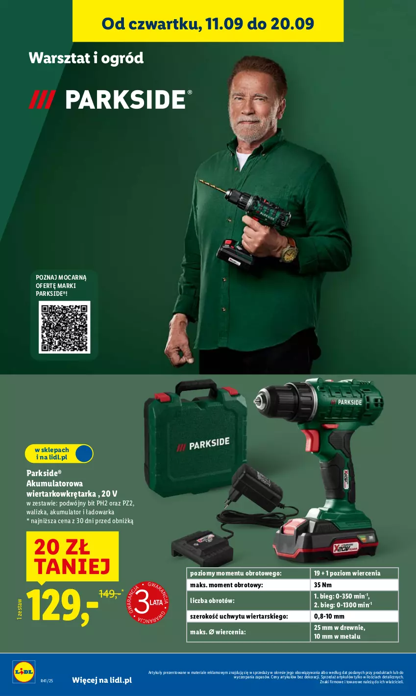 Gazetka promocyjna Lidl - GAZETKA - ważna 09.10 do 11.10.2025 - strona 18 - produkty: Akumulator, Akumulatorowa wiertarkowkrętark, Ogród, Parkside, Tarka, Walizka, Warka, Wiertarkowkrętarka, Wkręt, Wkrętarka