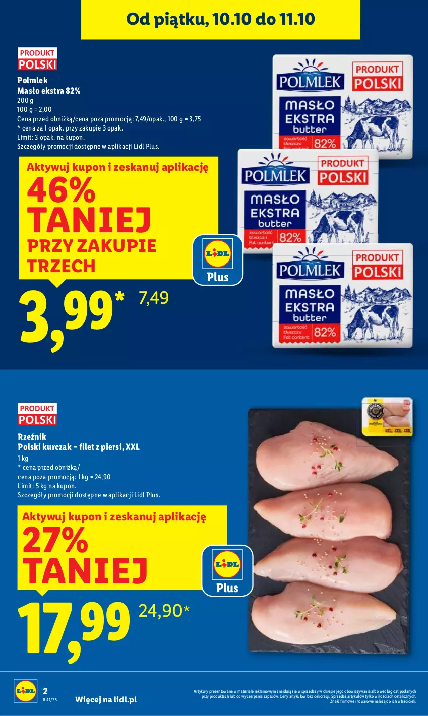 Gazetka promocyjna Lidl - GAZETKA - ważna 09.10 do 11.10.2025 - strona 2 - produkty: Kurczak, Masło, POLMLEK