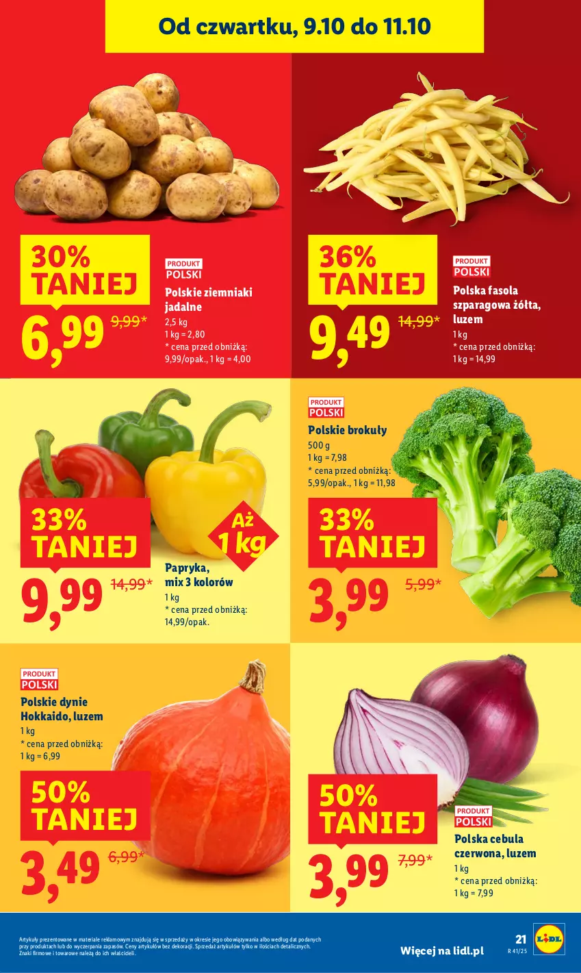 Gazetka promocyjna Lidl - GAZETKA - ważna 09.10 do 11.10.2025 - strona 27 - produkty: Brokuły, Cebula, Cebula czerwona, Fa, Fasola, Fasola szparagowa, Papryka, Ziemniaki