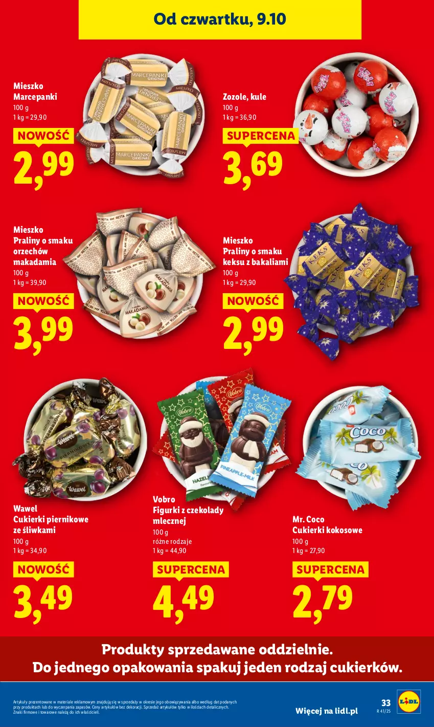 Gazetka promocyjna Lidl - GAZETKA - ważna 09.10 do 11.10.2025 - strona 39 - produkty: Cukier, Cukierki, Kokos, Piernik, Praliny, Wawel