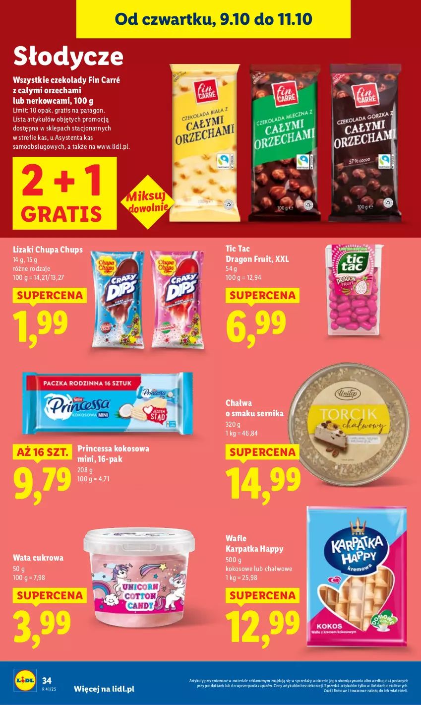 Gazetka promocyjna Lidl - GAZETKA - ważna 09.10 do 11.10.2025 - strona 40 - produkty: Chałwa, Chupa Chups, Gra, Karp, Kokos, Lizaki, Princessa, Ser, Wafle, Wata cukrowa