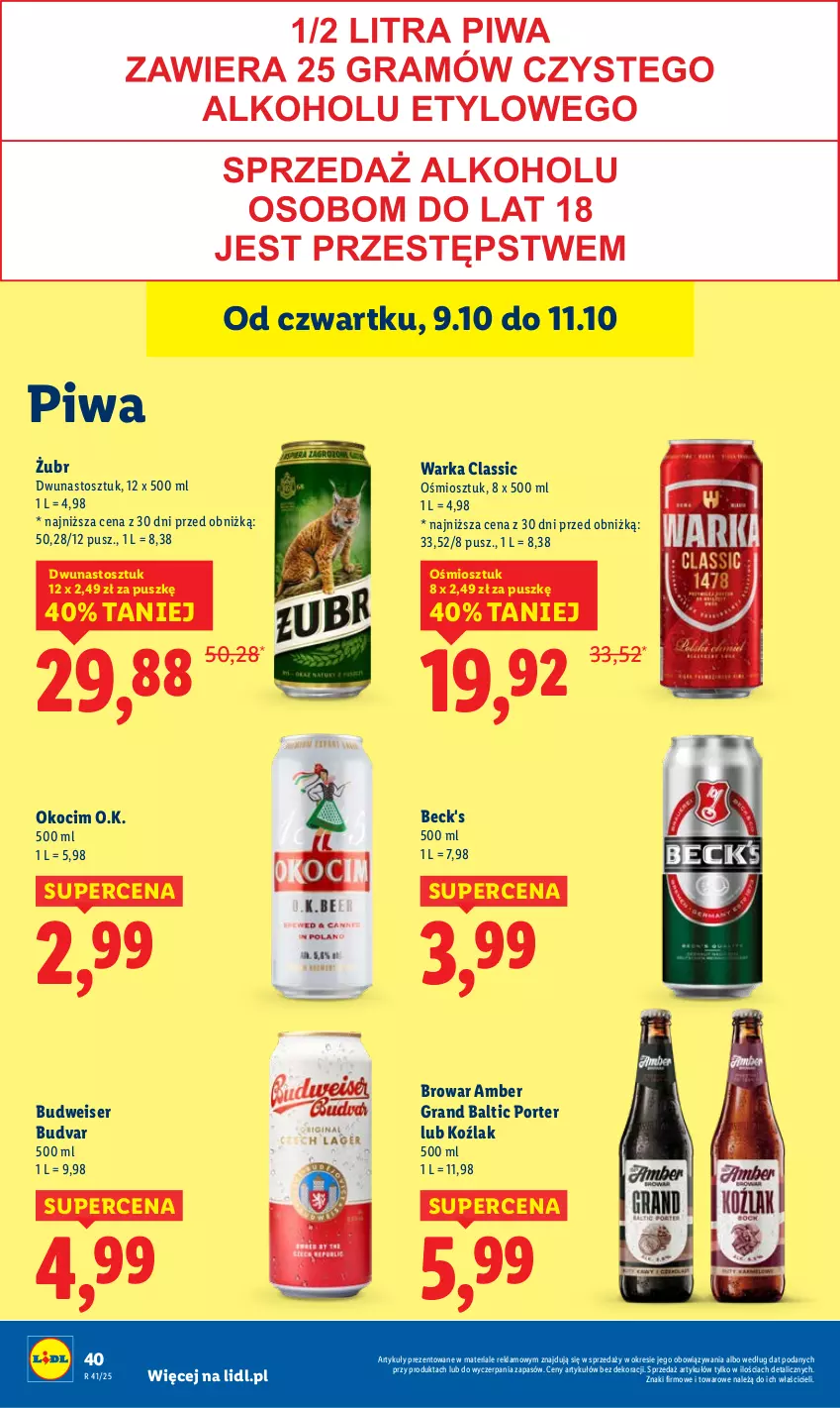 Gazetka promocyjna Lidl - GAZETKA - ważna 09.10 do 11.10.2025 - strona 46 - produkty: Gra, Koc, Okocim, Piwa, Por, Ser, Warka