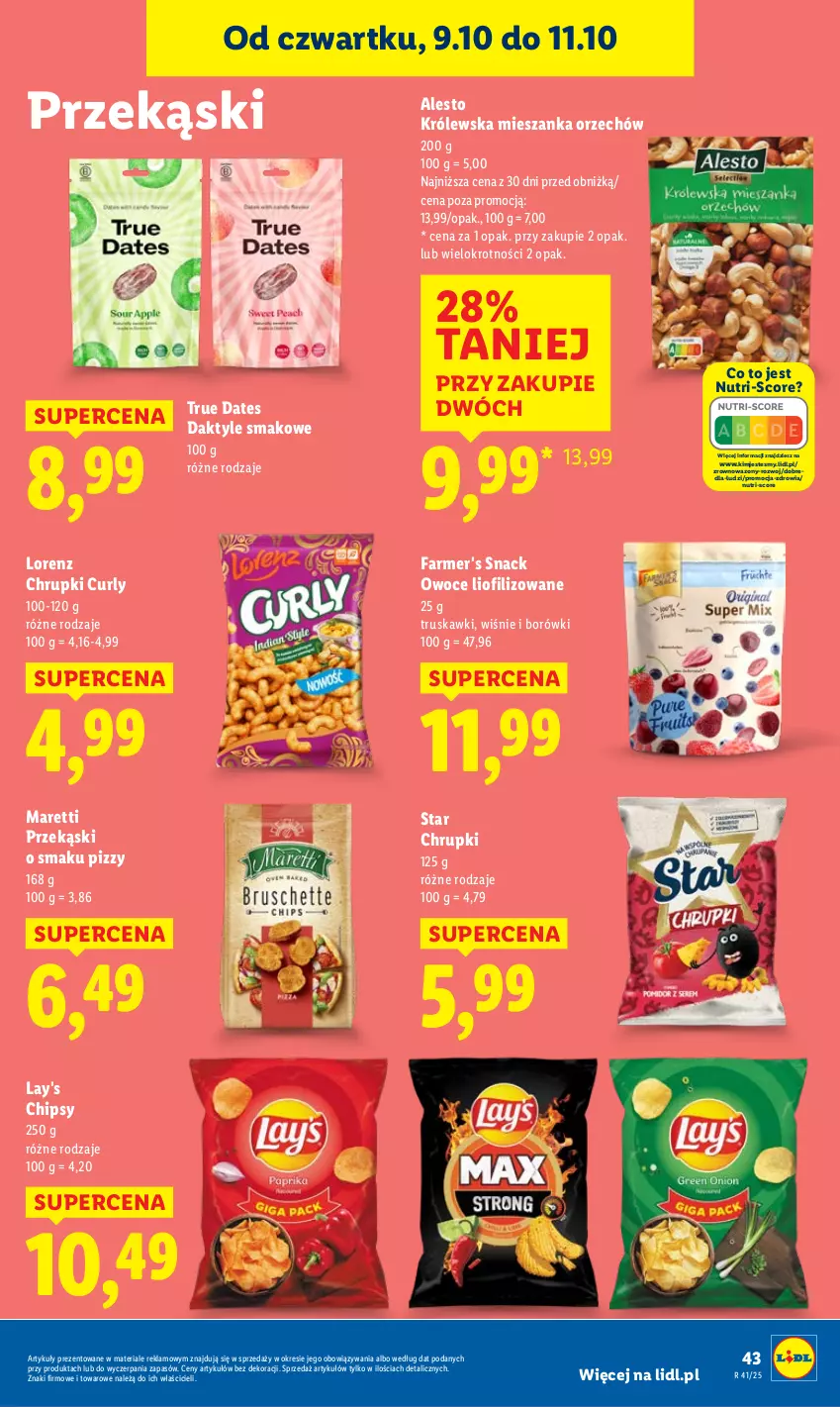 Gazetka promocyjna Lidl - GAZETKA - ważna 09.10 do 11.10.2025 - strona 49 - produkty: Chipsy, Chrupki, Daktyle, Fa, Lorenz, Owoce, Truskawki, Wazon