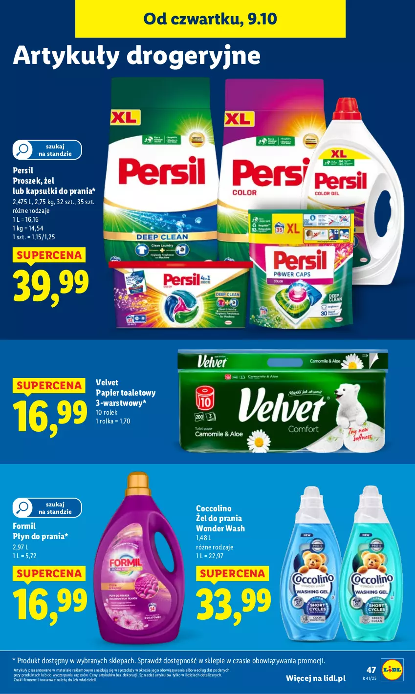 Gazetka promocyjna Lidl - GAZETKA - ważna 09.10 do 11.10.2025 - strona 53 - produkty: Coccolino, Kapsułki do prania, Papier, Papier toaletowy, Persil, Płyn do prania, Velvet