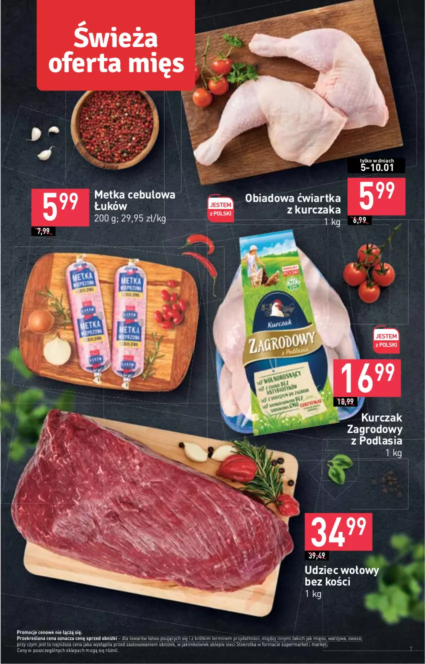 Gazetka promocyjna Stokrotka - Market - ważna 04.01 do 10.01.2024 - strona 7 - produkty: Kurczak, Mięso, Owoce, Udziec wołowy, Warzywa