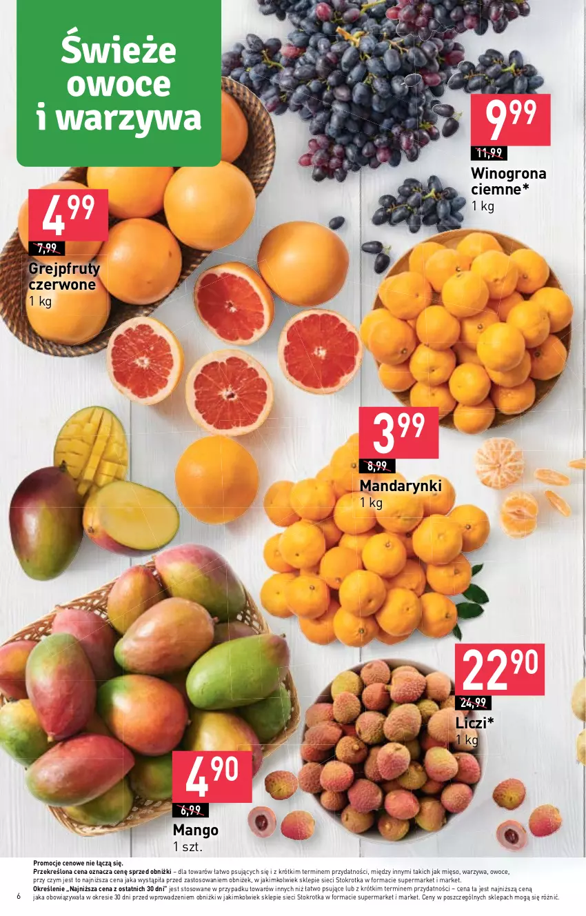 Gazetka promocyjna Stokrotka - Market - ważna 04.01 do 10.01.2024 - strona 8 - produkty: Grejpfrut, Liczi, Mandarynki, Mango, Mięso, Owoce, Warzywa, Wino, Winogrona