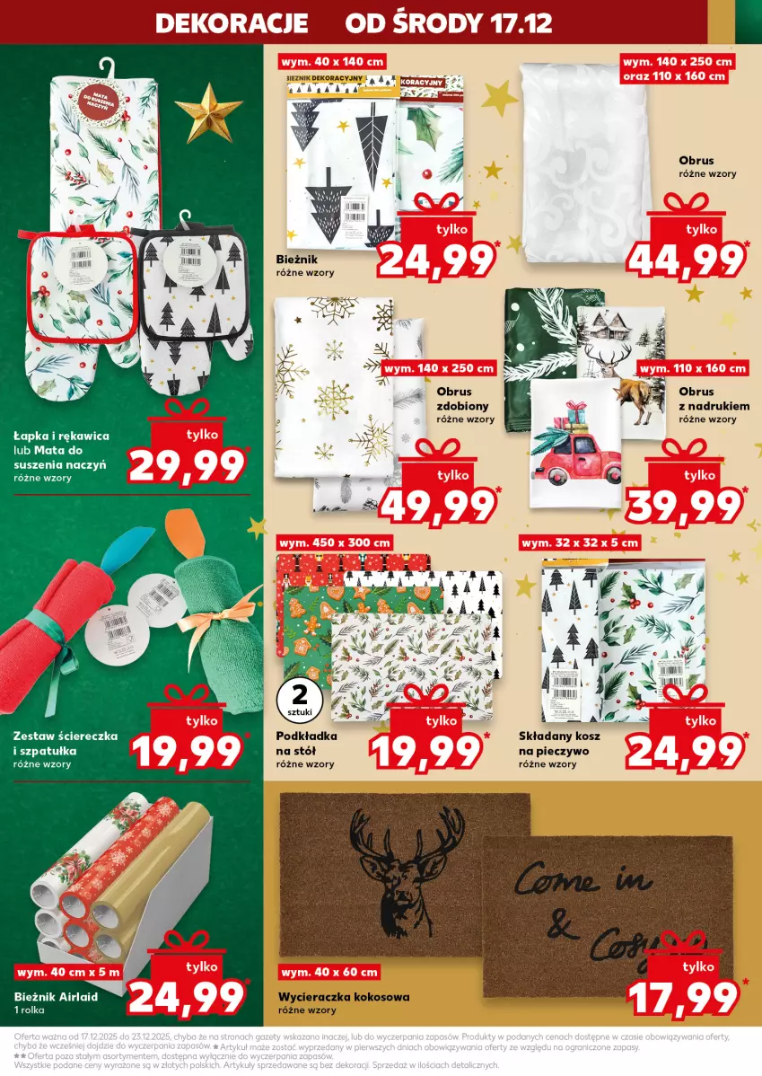Gazetka promocyjna Kaufland - Kaufland - ważna 17.12 do 23.12.2025 - strona 39 - produkty: Bieżnik, Kokos, Kosz, Obrus, Piec, Pieczywo, Podkład, Podkładka, Sól, Stół, Szpatułka, Wycieraczka
