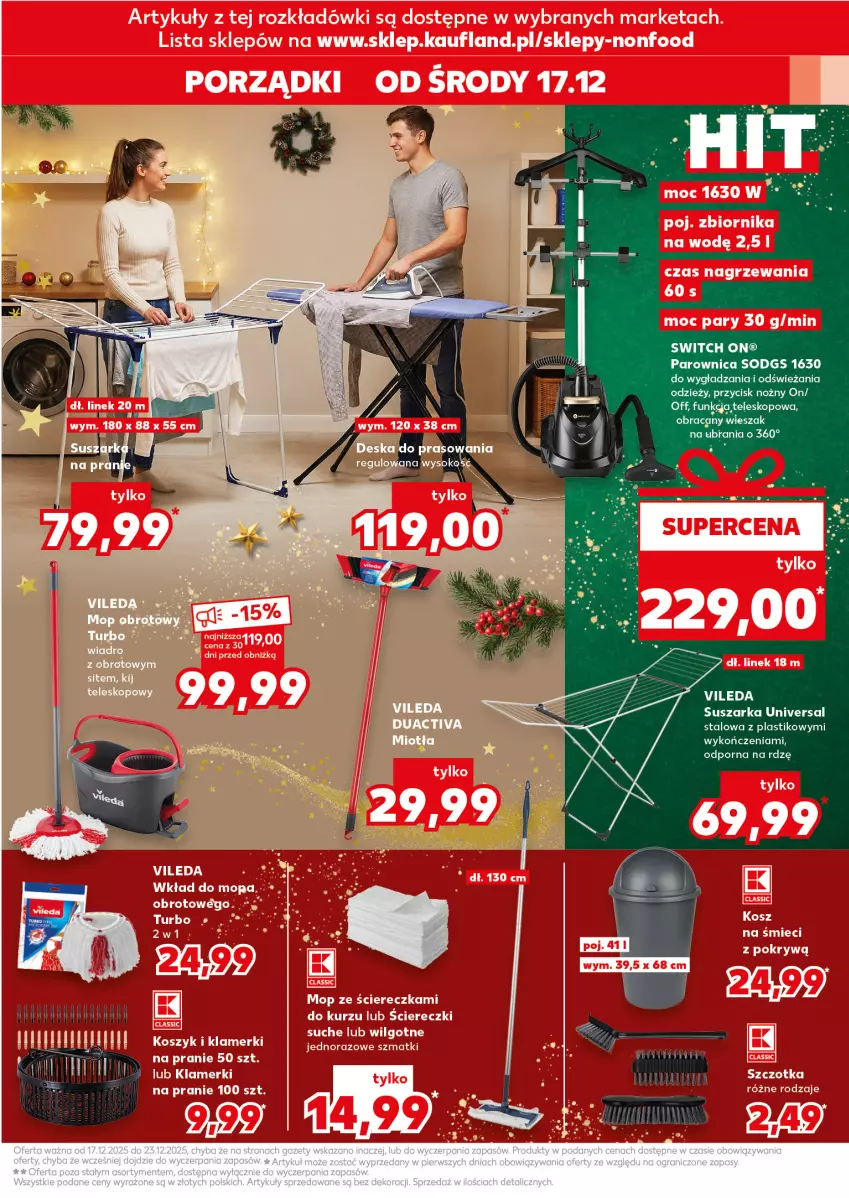 Gazetka promocyjna Kaufland - Kaufland - ważna 17.12 do 23.12.2025 - strona 7 - produkty: Noż, Parownica, Por, Suszarka, Teleskop, Ubrania, Vileda, Wieszak