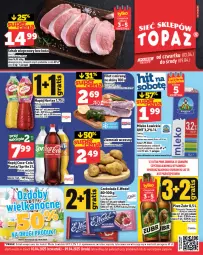 Gazetka promocyjna Topaz - Gazetka - Gazetka - ważna od 09.04 do 09.04.2025 - strona 1 - produkty: Piwo, Coca-Cola, Schab wieprzowy, Czekolada, Fanta, Waga, Sprite, Napój, Mleko, Fa