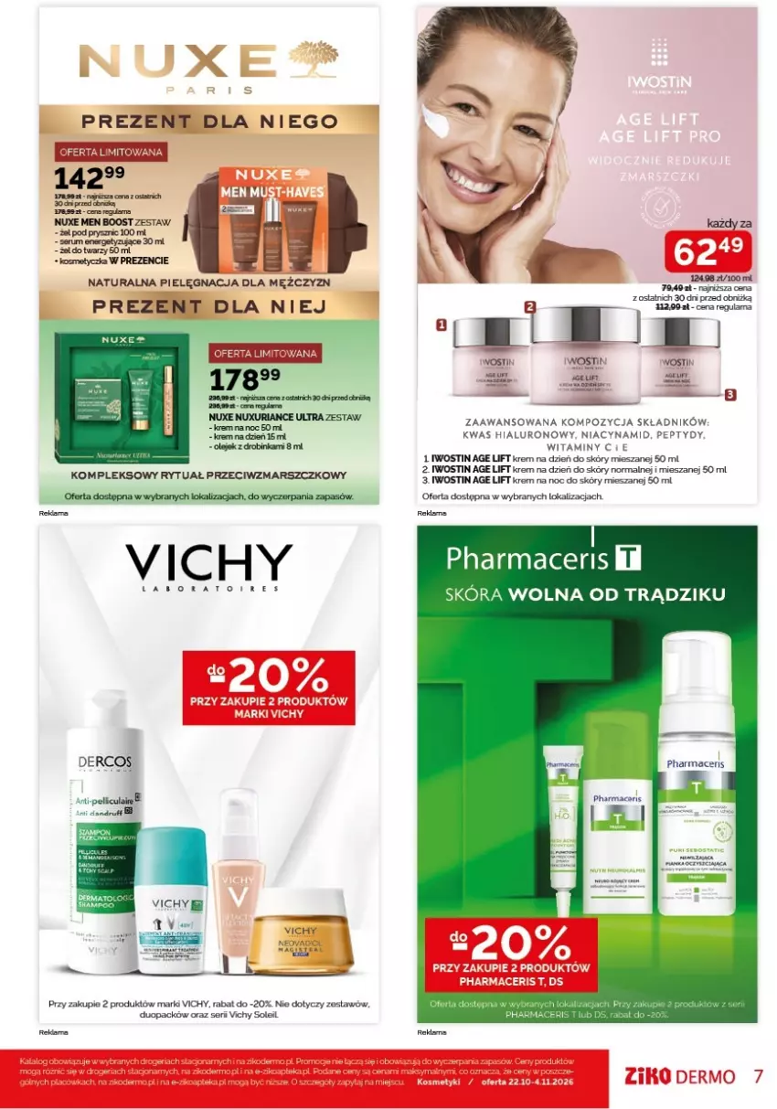 Gazetka promocyjna Ziko - Gazetka Ziko Dermo - ważna 22.10 do 04.11.2026 - strona 7 - produkty: Acer, Fa, Inka, Krem na dzień, Krem na noc, Nuxe, Olej, Pharmaceris, Rum, Ser, Vichy