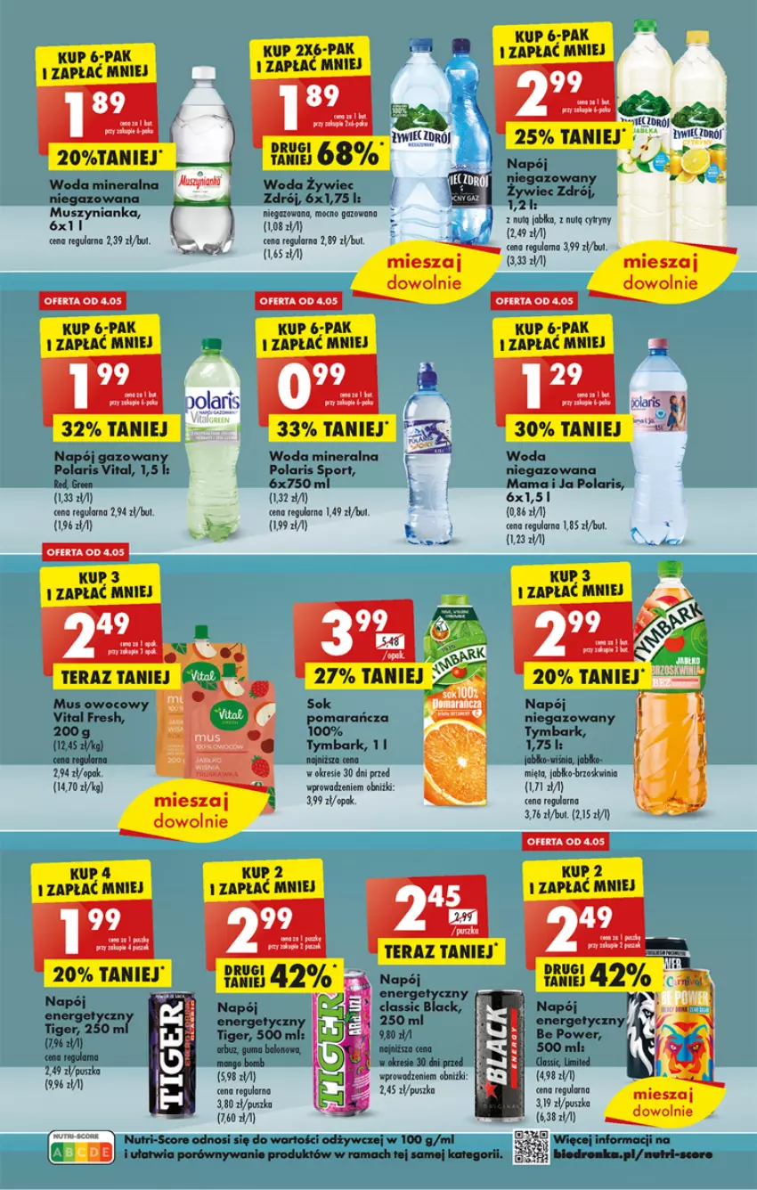 Gazetka promocyjna Biedronka - ważna 01.05 do 06.05.2023 - strona 51 - produkty: Arbuz, Cytryny, Lack, Mango, Mięta, Mus, Napój, Por, Rama, Sok, Sport, Tera, Tiger, Tymbark, Woda, Woda mineralna