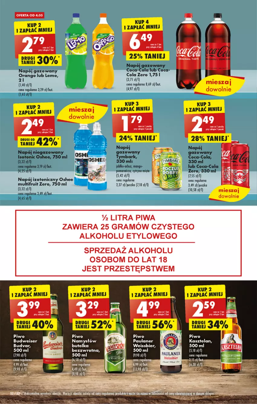 Gazetka promocyjna Biedronka - ważna 01.05 do 06.05.2023 - strona 52 - produkty: Arbuz, Coca-Cola, Gra, Kasztelan, Mango, Namysłów, Napój, Napój gazowany, Oshee, Piwa, Piwo, Ser, Tymbark