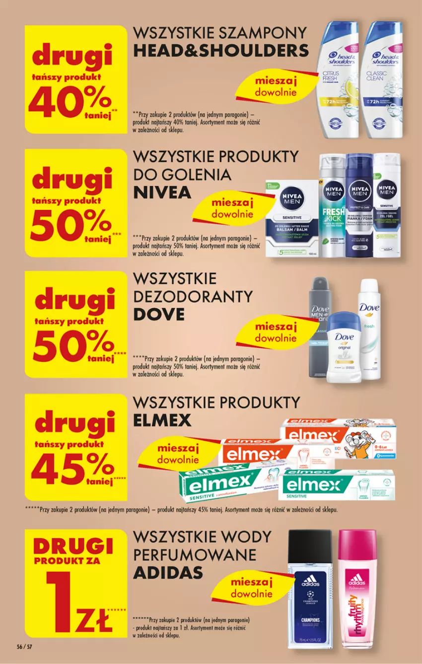 Gazetka promocyjna Biedronka - ważna 01.05 do 06.05.2023 - strona 56 - produkty: Adidas, Dezodorant, Dove, Elmex, Nivea, Perfum, Por, Szampon