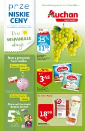 Gazetka promocyjna Auchan - przeNISKIE CENY przeWSPANIAŁE okazje Supermarkety - Gazetka - ważna od 27.04 do 27.04.2022 - strona 1 - produkty: Mozzarella, Gra, Winogrona, Boczek, Galbani, Wino