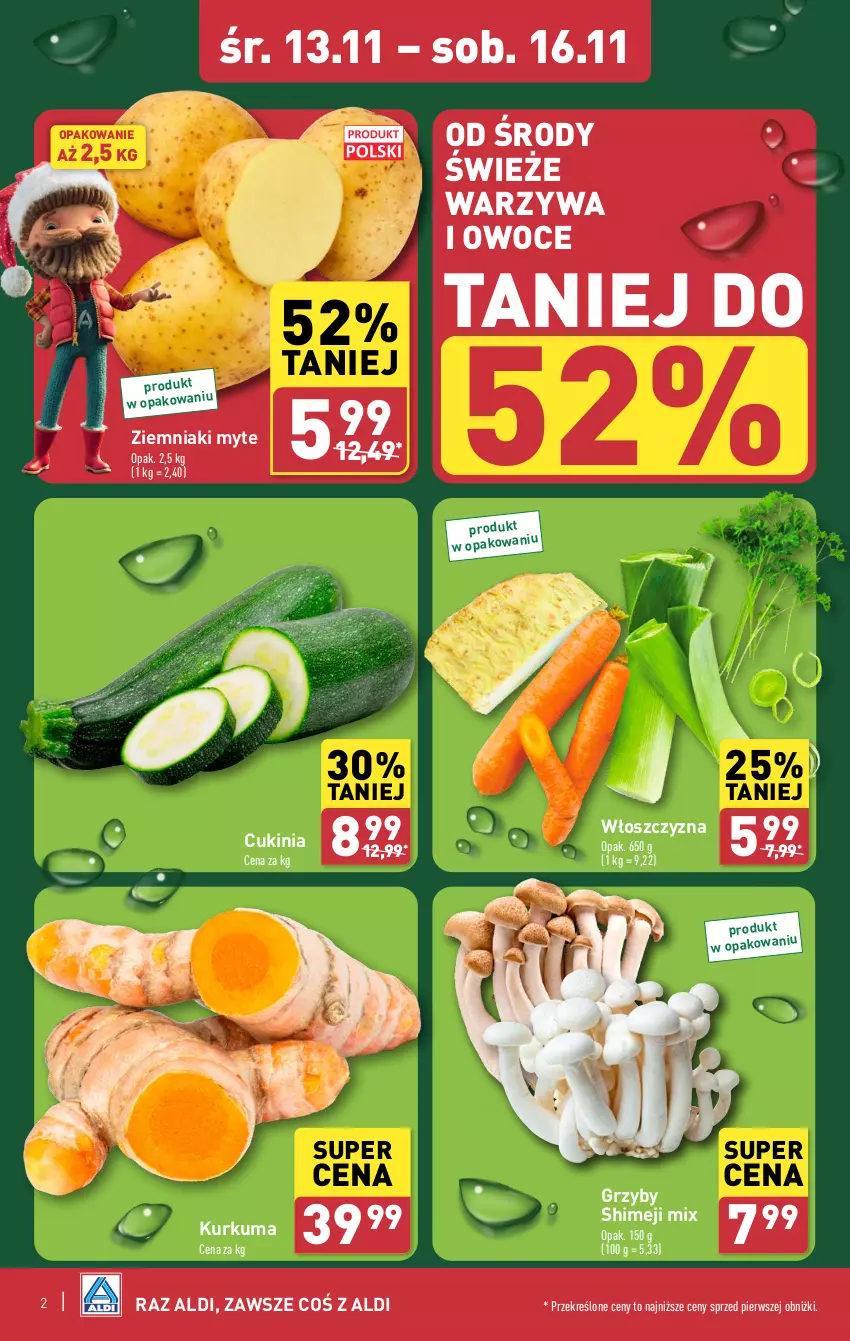 Gazetka promocyjna Aldi - Pełna oferta - ważna 12.11 do 16.11.2024 - strona 2 - produkty: Grzyby, Kurkuma, Owoce, Warzywa, Warzywa i owoce, Ziemniaki