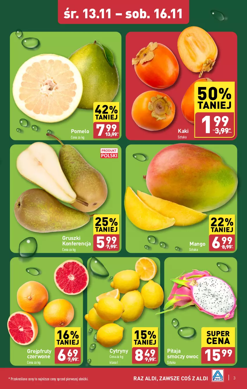 Gazetka promocyjna Aldi - Pełna oferta - ważna 12.11 do 16.11.2024 - strona 3 - produkty: Cytryny, Grejpfrut, Gruszki, Kaki, Mango, Pomelo