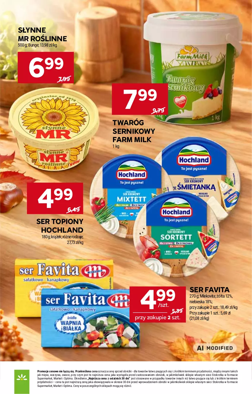 Gazetka promocyjna Stokrotka - Market - ważna 29.10 do 04.11.2026 - strona 17 - produkty: Fa, Farm Milk, Favita, Hochland, Mięso, Mleko, Mlekovita, Optima, Owoce, Ser, Ser topiony, Słynne, Słynne MR Roślinne, Top, Twaróg, Warzywa