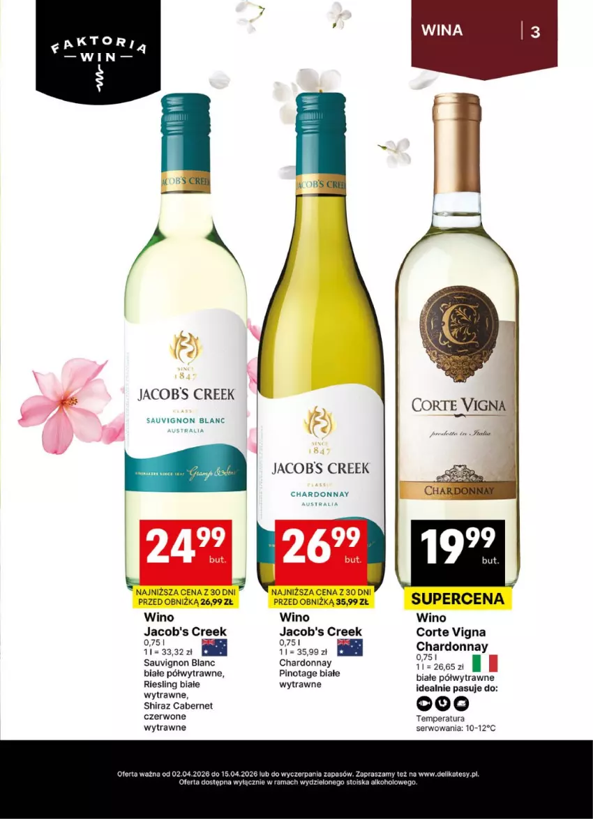 Gazetka promocyjna Delikatesy Centrum - Delibarek DC14-DC15 - ważna 02.04 do 15.04.2026 - strona 3 - produkty: Chardonnay, Jacobs, Rama, Sauvignon Blanc, Ser, Shiraz, Wino