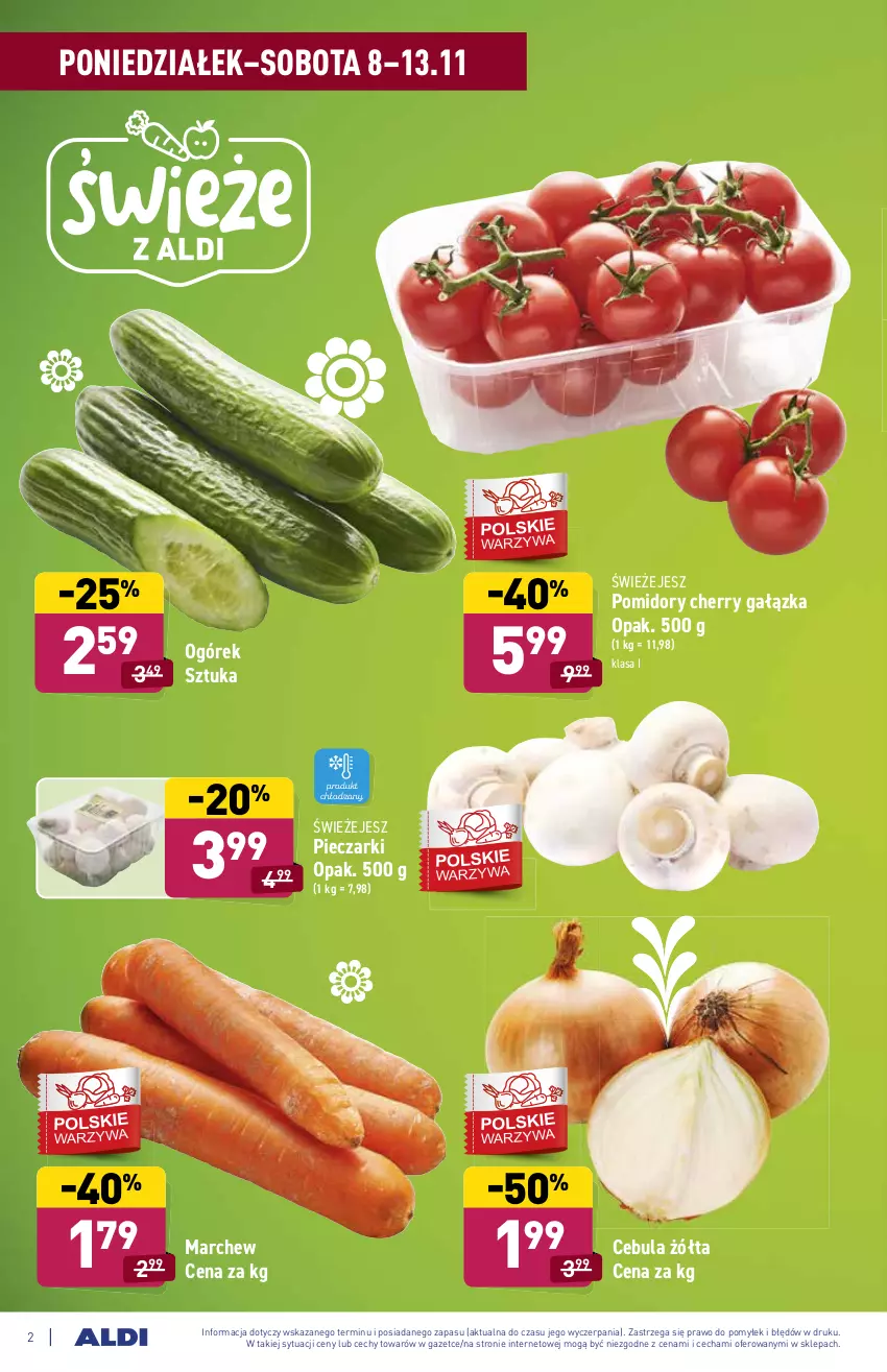 Gazetka promocyjna Aldi - ważna 08.11 do 13.11.2021 - strona 2 - produkty: Cebula, Ogórek, Piec, Pomidory