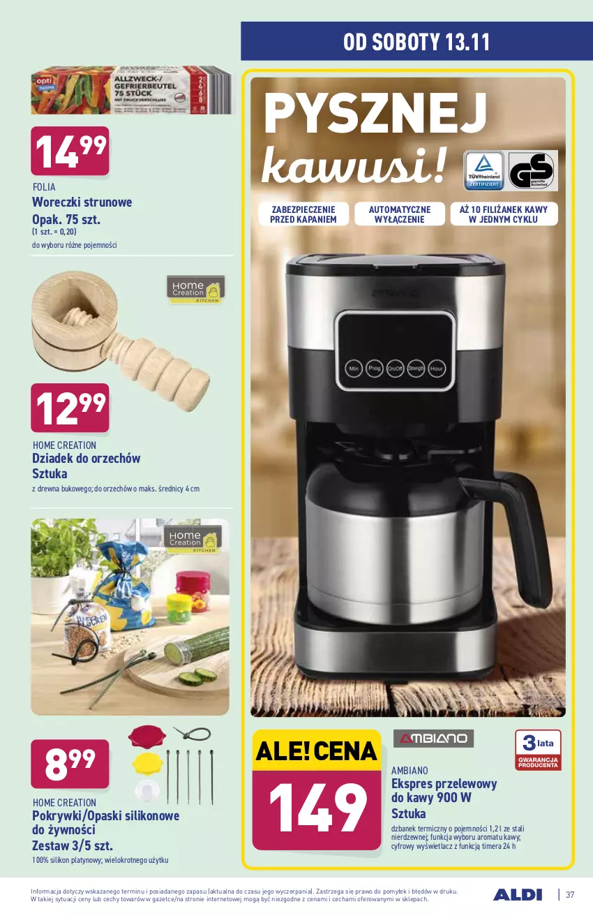 Gazetka promocyjna Aldi - ważna 08.11 do 13.11.2021 - strona 37 - produkty: Dzbanek, Dziadek do orzechów, Ekspres przelewowy, Piec