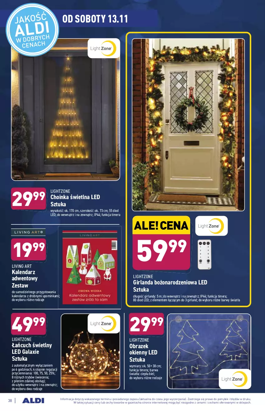 Gazetka promocyjna Aldi - ważna 08.11 do 13.11.2021 - strona 38 - produkty: Choinka, Gala, Girlanda, Inka, Kalendarz, Kalendarz adwentowy, Obraz, Sok, Top