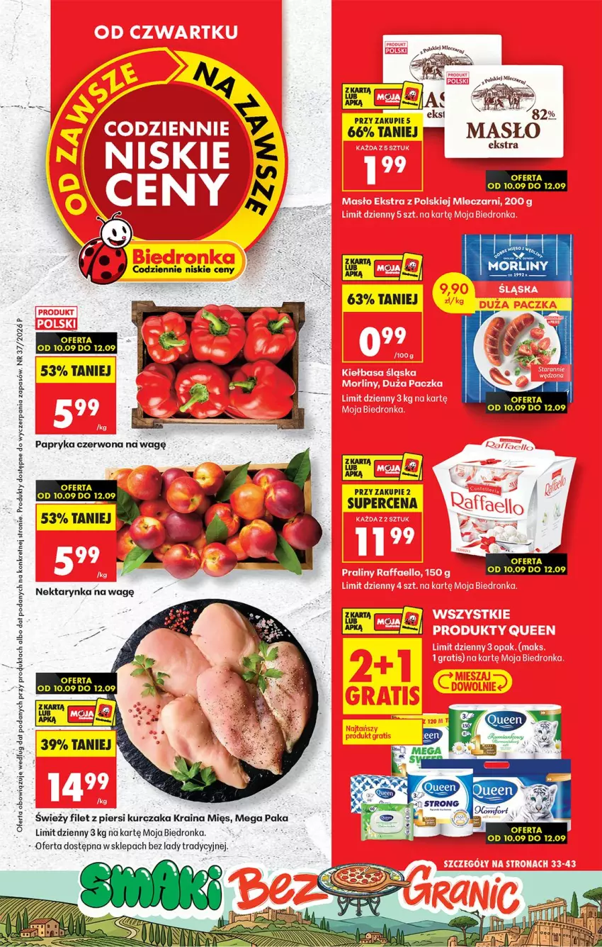 Gazetka promocyjna Biedronka - Od Czwartku - ważna 10.09 do 16.09.2026 - strona 1 - produkty: Fa, Filet z piersi kurczaka, Kret, Kurczak, Masło, Morliny