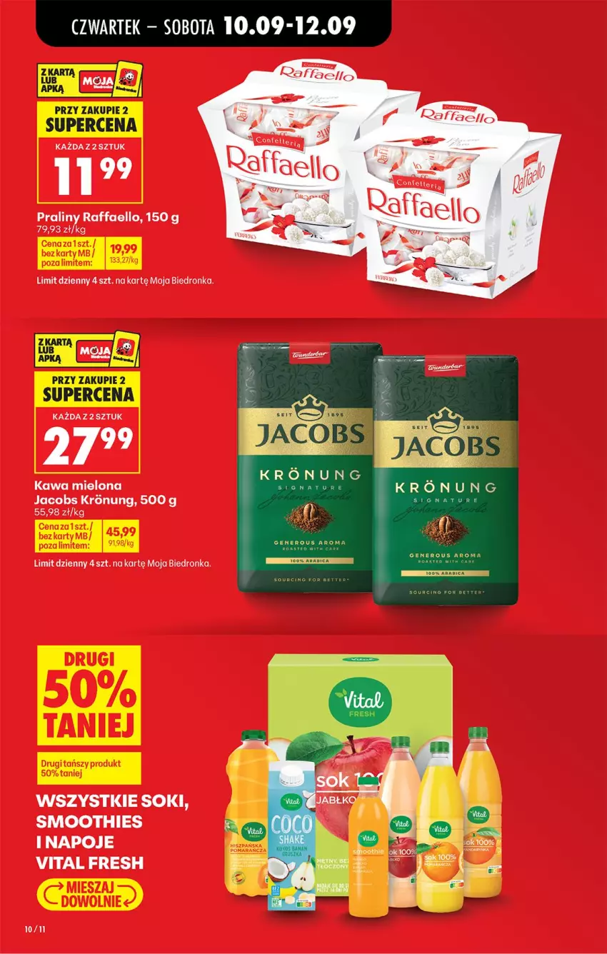Gazetka promocyjna Biedronka - Od Czwartku - ważna 10.09 do 16.09.2026 - strona 12 - produkty: Fa, Jacobs, Kawa, Kawa mielona, Napoje, Praliny, Raffaello, Smoothie, Sok