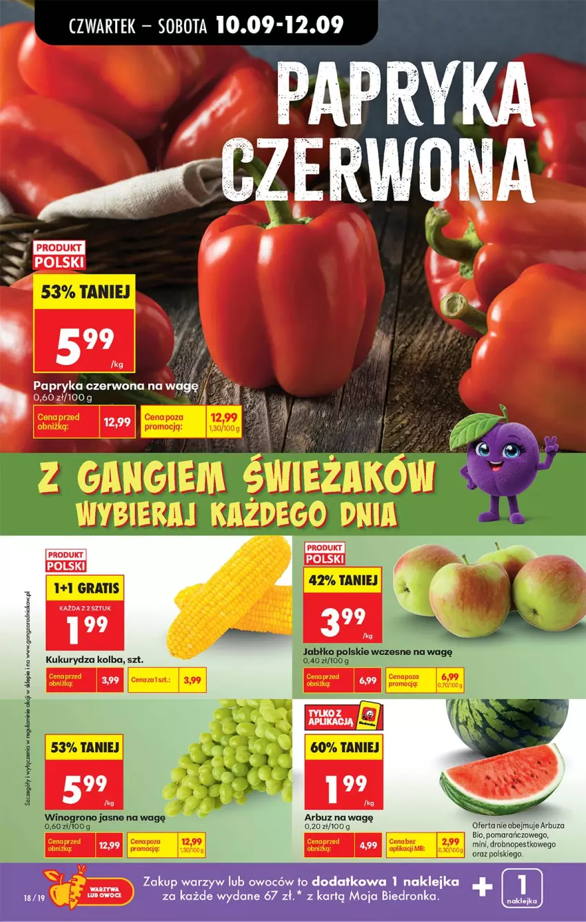 Gazetka promocyjna Biedronka - Od Czwartku - ważna 10.09 do 16.09.2026 - strona 34 - produkty: Arbuz, Fa, Kukurydza, Papryka, Papryka czerwona, Wino