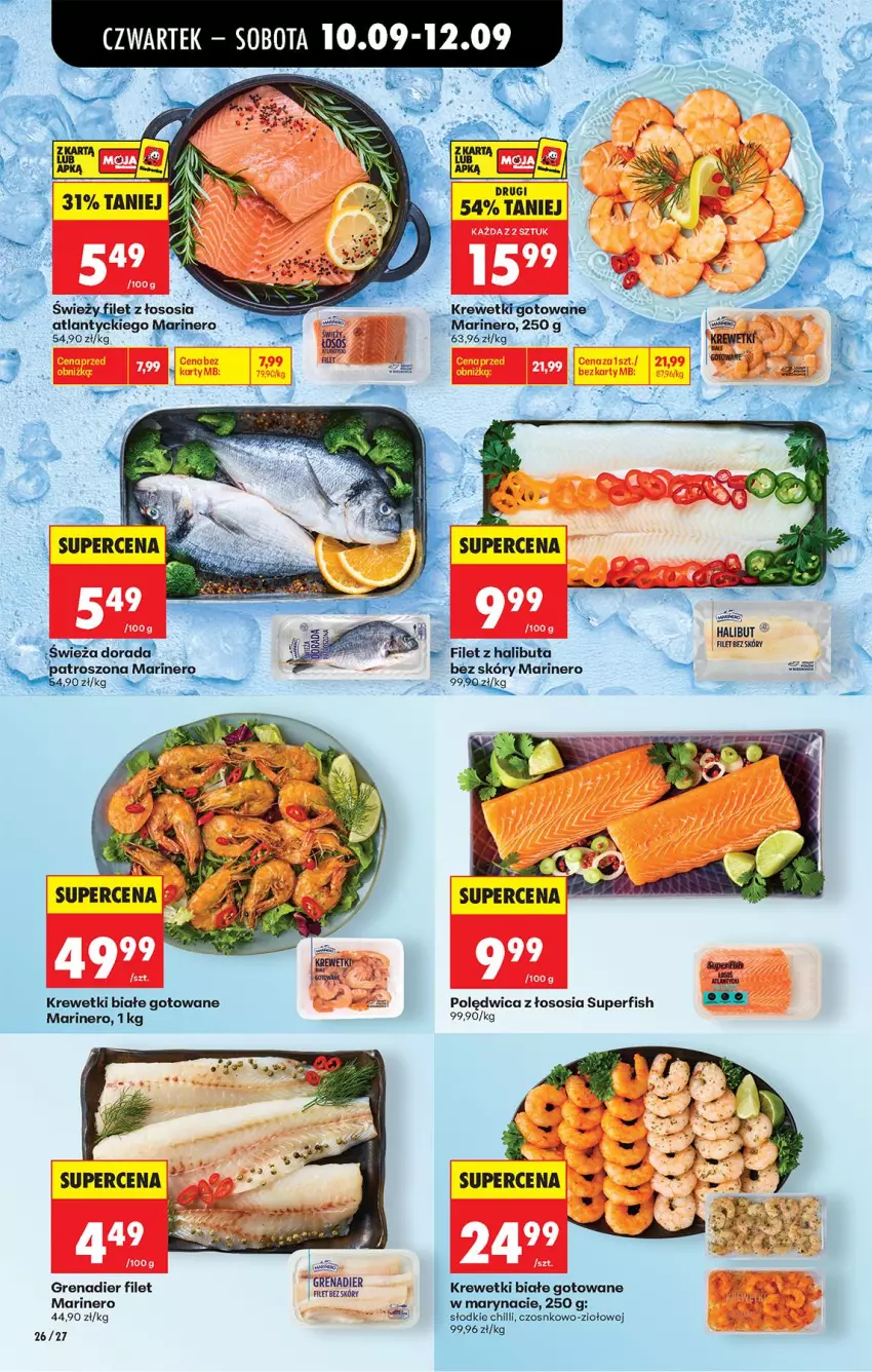 Gazetka promocyjna Biedronka - Od Czwartku - ważna 10.09 do 16.09.2026 - strona 44 - produkty: Grenadier, Halibut, Krewetki, Polędwica, Sos