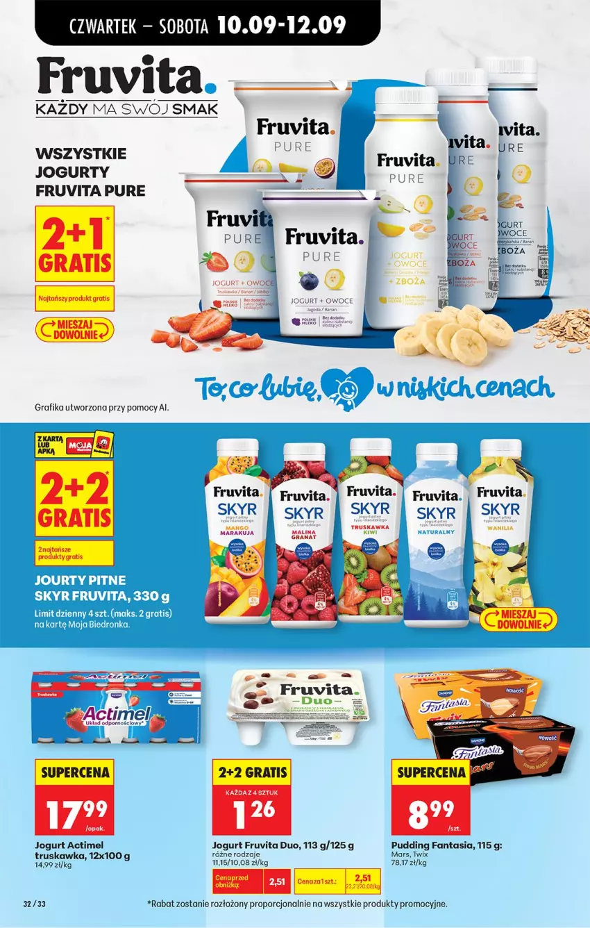 Gazetka promocyjna Biedronka - Od Czwartku - ważna 10.09 do 16.09.2026 - strona 52 - produkty: Actimel, Fa, Fanta, Gra, Grafika, Granat, Jogurt, Kiwi, Mango, Mars, Por, Pudding, Pur, Twix
