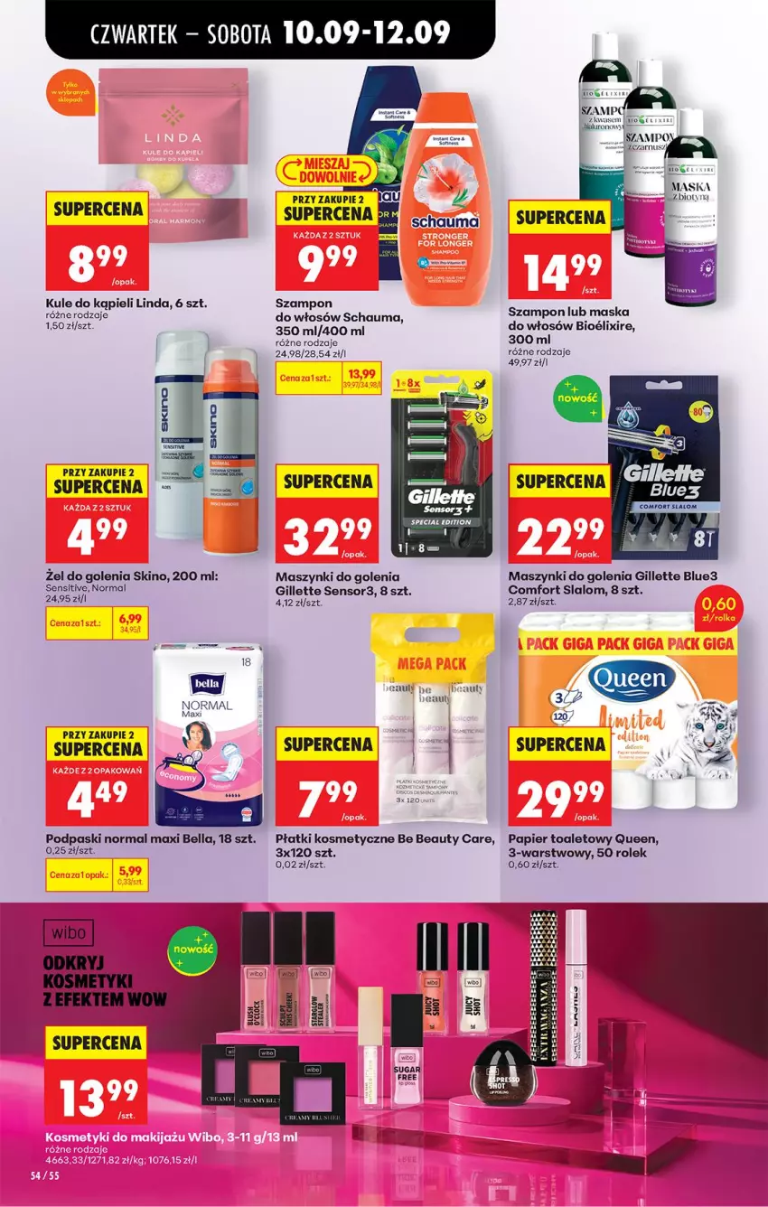 Gazetka promocyjna Biedronka - Od Czwartku - ważna 10.09 do 16.09.2026 - strona 82 - produkty: Be Be, Bell, Bella, Fa, Gillette, Maska, Maska do włosów, Papier, Papier toaletowy, Płatki kosmetyczne, Podpaski, Schauma, Szampon